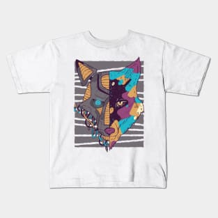 Double Faced Wolf Design Kids T-Shirt